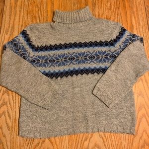Gray and blue Turtleneck sweater by Basic Edition.